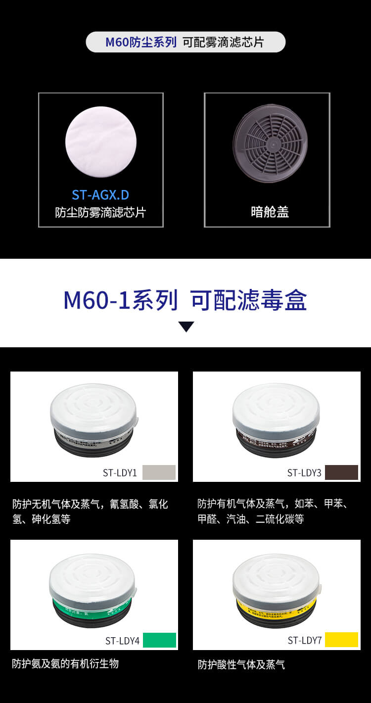 ST-M60G-1A硅胶双罐防尘防毒半面罩-亚游国际
